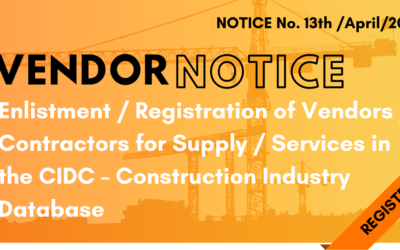 Enlistment / Registration of Vendors / Contractors for Supply / Services in the CIDC – Construction Industry Database